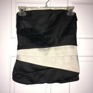 Charlotte Russe black/cream strapless bustier top